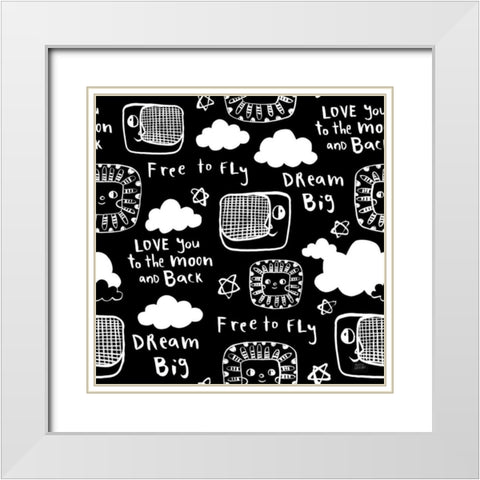 Scandy Baby Pattern IVB White Modern Wood Framed Art Print with Double Matting by Averinos, Melissa