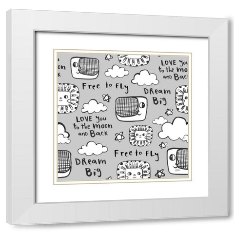 Scandy Baby Pattern IVC White Modern Wood Framed Art Print with Double Matting by Averinos, Melissa