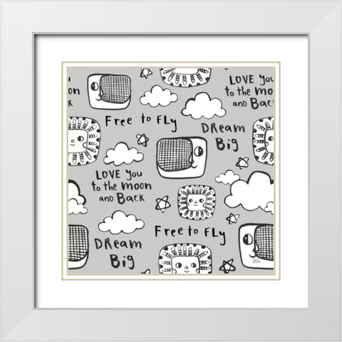 Scandy Baby Pattern IVC White Modern Wood Framed Art Print with Double Matting by Averinos, Melissa