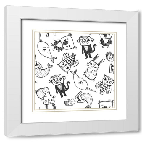 Scandy Baby Pattern XIA White Modern Wood Framed Art Print with Double Matting by Averinos, Melissa