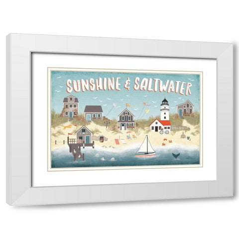 Seaside Village I White Modern Wood Framed Art Print with Double Matting by Marshall, Laura