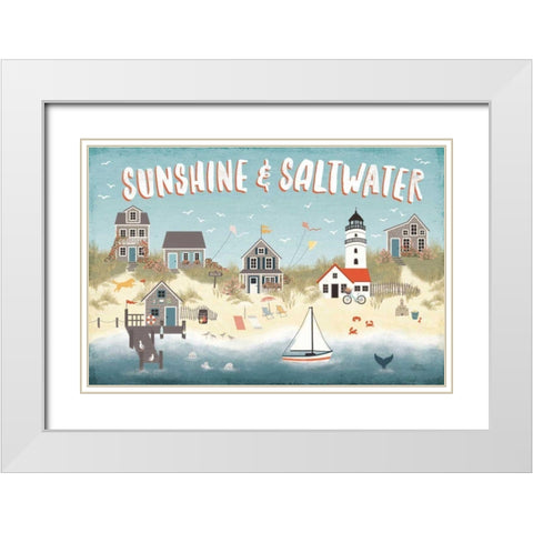 Seaside Village I White Modern Wood Framed Art Print with Double Matting by Marshall, Laura