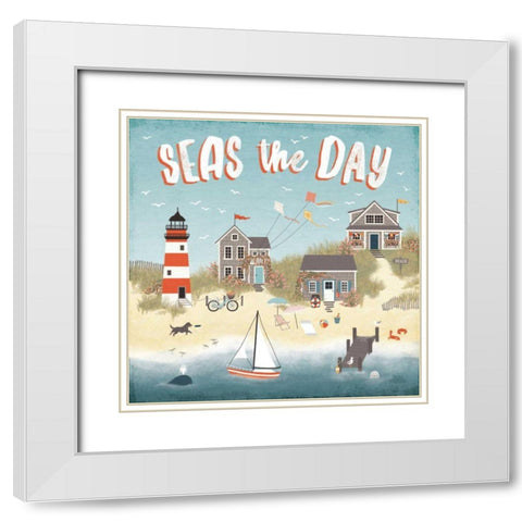 Seaside Village II White Modern Wood Framed Art Print with Double Matting by Marshall, Laura
