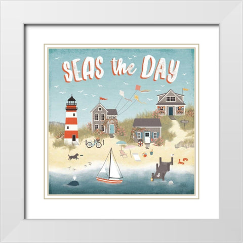 Seaside Village II White Modern Wood Framed Art Print with Double Matting by Marshall, Laura