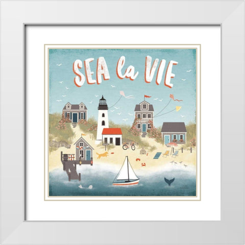 Seaside Village III White Modern Wood Framed Art Print with Double Matting by Marshall, Laura