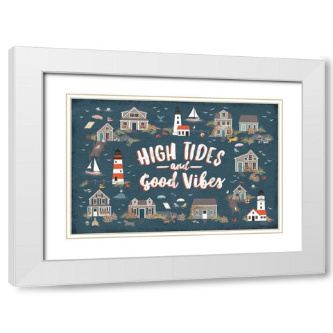 Seaside Village IV White Modern Wood Framed Art Print with Double Matting by Marshall, Laura