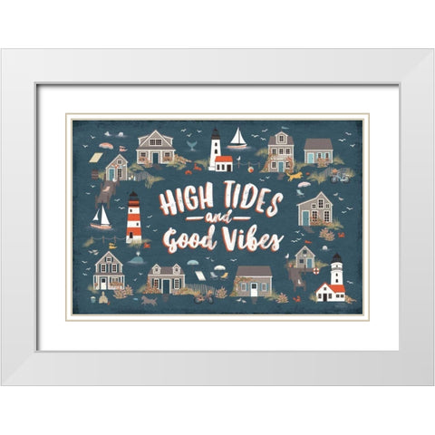 Seaside Village IV White Modern Wood Framed Art Print with Double Matting by Marshall, Laura