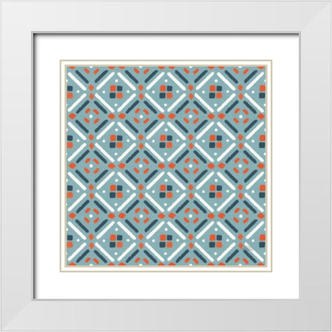 Seaside Village Pattern VIIC White Modern Wood Framed Art Print with Double Matting by Marshall, Laura