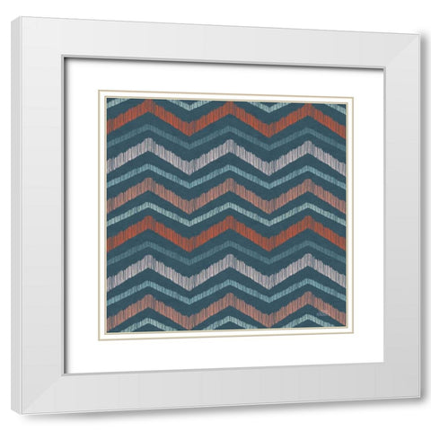 Seaside Village Pattern XIIIB White Modern Wood Framed Art Print with Double Matting by Marshall, Laura