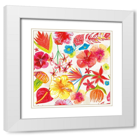 Tutti Frutti Pattern IA White Modern Wood Framed Art Print with Double Matting by Zaman, Farida