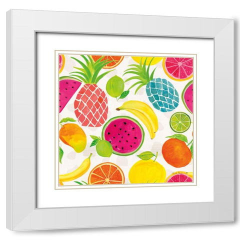 Tutti Frutti Pattern IIIA White Modern Wood Framed Art Print with Double Matting by Zaman, Farida