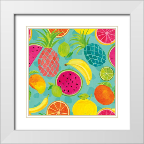 Tutti Frutti Pattern IIIB White Modern Wood Framed Art Print with Double Matting by Zaman, Farida
