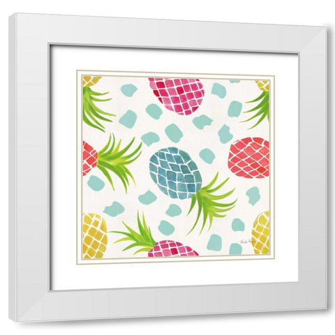 Tutti Frutti Pattern VA White Modern Wood Framed Art Print with Double Matting by Zaman, Farida