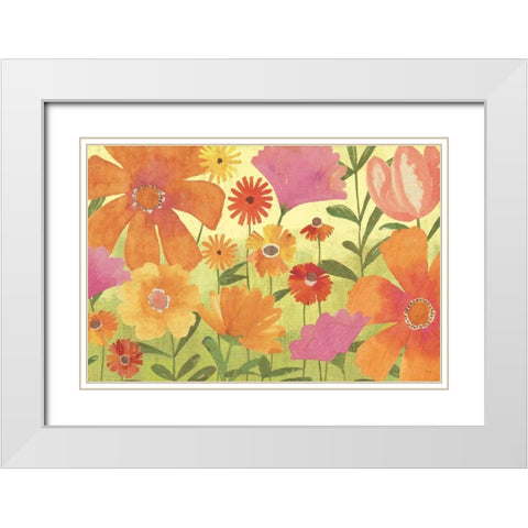 Spring Fling White Modern Wood Framed Art Print with Double Matting by Charron, Veronique