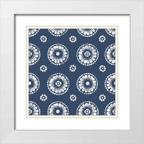 Free Bird Laos Pattern Indigo White Modern Wood Framed Art Print with Double Matting by Brissonnet, Daphne