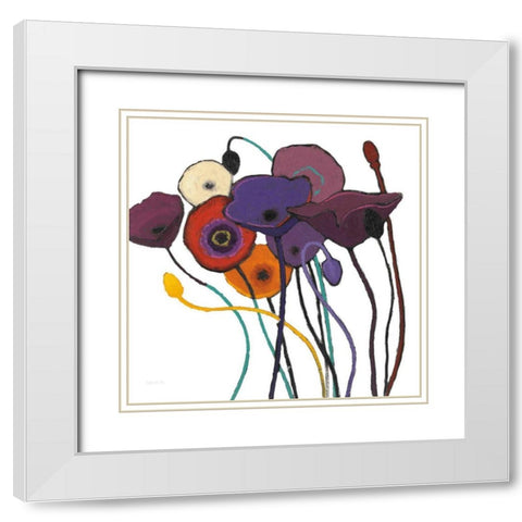 Jewel Tones on White White Modern Wood Framed Art Print with Double Matting by Novak, Shirley