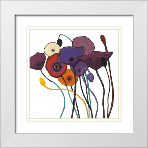 Jewel Tones on White White Modern Wood Framed Art Print with Double Matting by Novak, Shirley