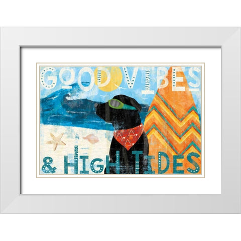 Good Vibes II White Modern Wood Framed Art Print with Double Matting by Charron, Veronique