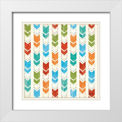 Good Vibes Pattern VIIIA White Modern Wood Framed Art Print with Double Matting by Charron, Veronique