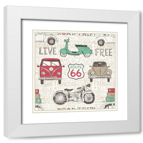 American Road Trip Pattern I White Modern Wood Framed Art Print with Double Matting by Towne, Oliver