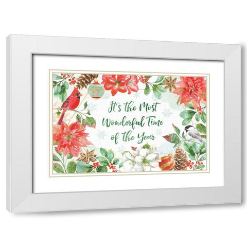 Holiday Flora I White Modern Wood Framed Art Print with Double Matting by Grove, Beth