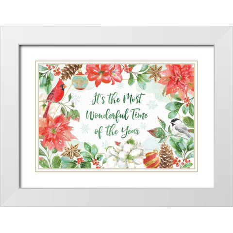 Holiday Flora I White Modern Wood Framed Art Print with Double Matting by Grove, Beth