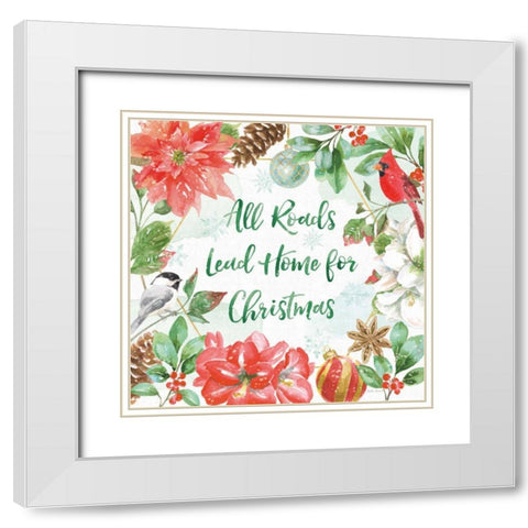 Holiday Flora II White Modern Wood Framed Art Print with Double Matting by Grove, Beth