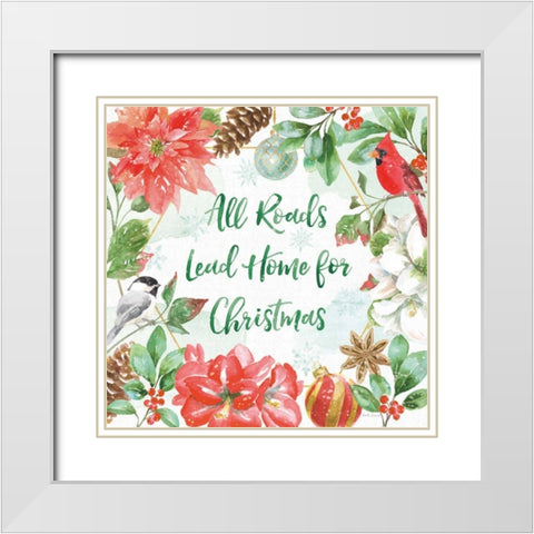 Holiday Flora II White Modern Wood Framed Art Print with Double Matting by Grove, Beth