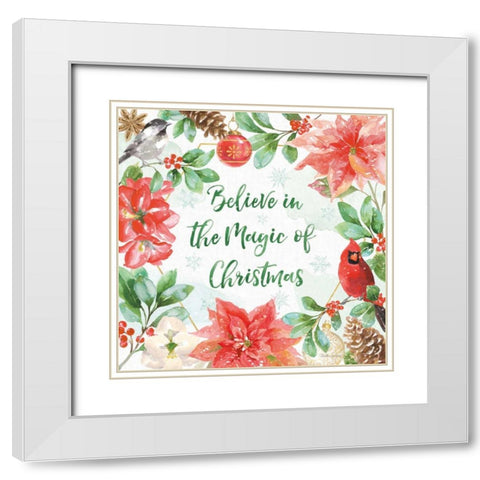 Holiday Flora III White Modern Wood Framed Art Print with Double Matting by Grove, Beth