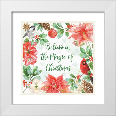 Holiday Flora III White Modern Wood Framed Art Print with Double Matting by Grove, Beth