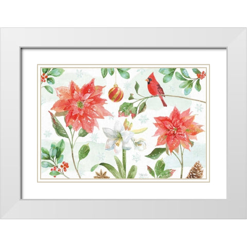 Holiday Flora IV White Modern Wood Framed Art Print with Double Matting by Grove, Beth