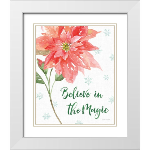 Holiday Flora V White Modern Wood Framed Art Print with Double Matting by Grove, Beth