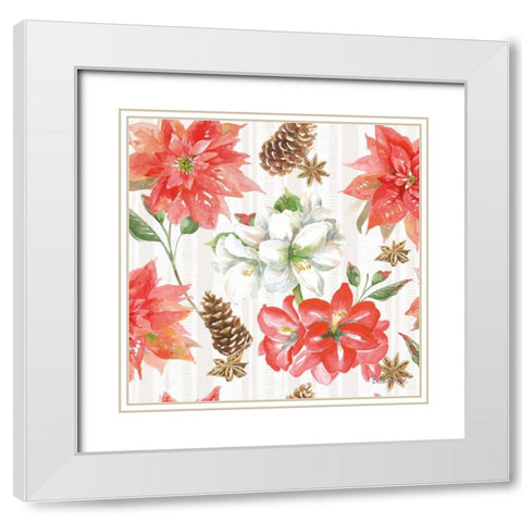 Holiday Flora Pattern IA White Modern Wood Framed Art Print with Double Matting by Grove, Beth