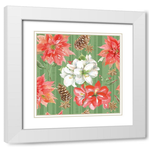 Holiday Flora Pattern IB White Modern Wood Framed Art Print with Double Matting by Grove, Beth