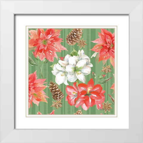 Holiday Flora Pattern IB White Modern Wood Framed Art Print with Double Matting by Grove, Beth