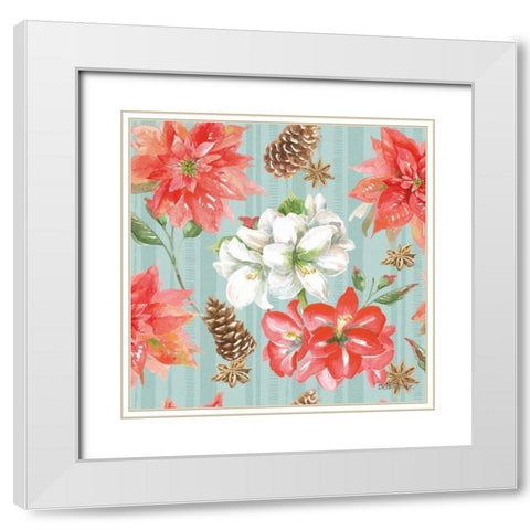 Holiday Flora Pattern IC White Modern Wood Framed Art Print with Double Matting by Grove, Beth