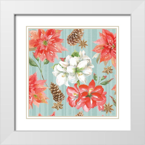 Holiday Flora Pattern IC White Modern Wood Framed Art Print with Double Matting by Grove, Beth