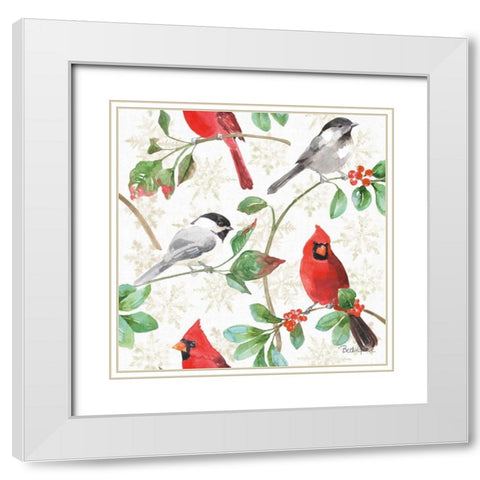 Holiday Flora Pattern IIIA White Modern Wood Framed Art Print with Double Matting by Grove, Beth