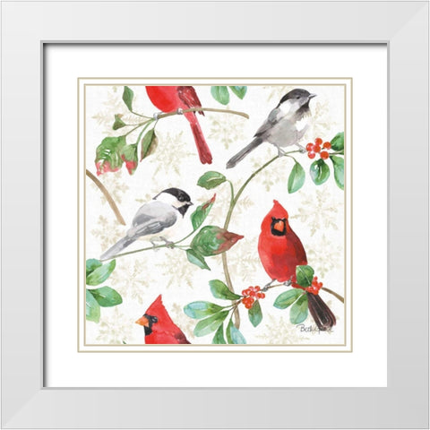 Holiday Flora Pattern IIIA White Modern Wood Framed Art Print with Double Matting by Grove, Beth