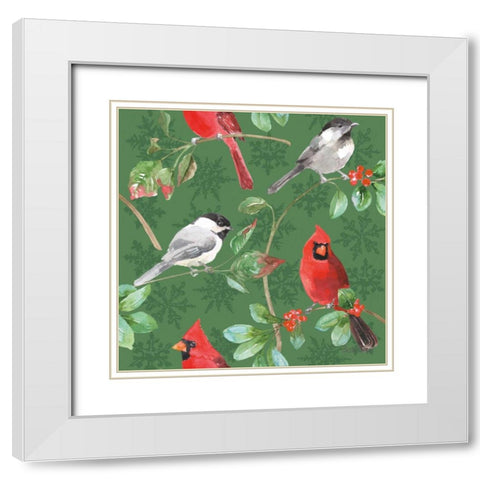Holiday Flora Pattern IIIB White Modern Wood Framed Art Print with Double Matting by Grove, Beth