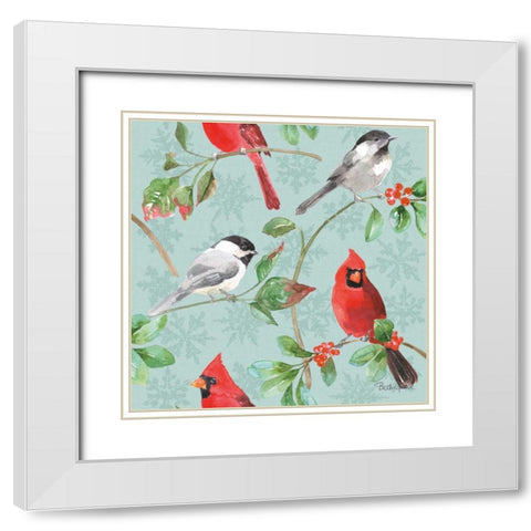 Holiday Flora Pattern IIIC White Modern Wood Framed Art Print with Double Matting by Grove, Beth