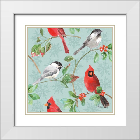 Holiday Flora Pattern IIIC White Modern Wood Framed Art Print with Double Matting by Grove, Beth