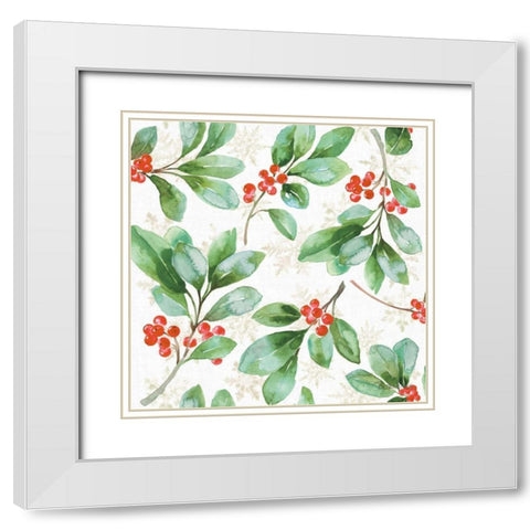 Holiday Flora Pattern VA White Modern Wood Framed Art Print with Double Matting by Grove, Beth