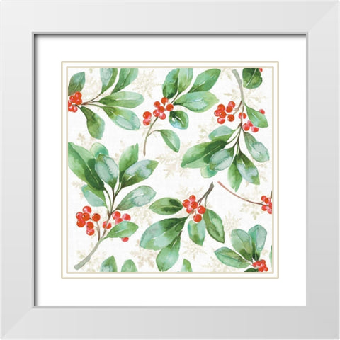 Holiday Flora Pattern VA White Modern Wood Framed Art Print with Double Matting by Grove, Beth