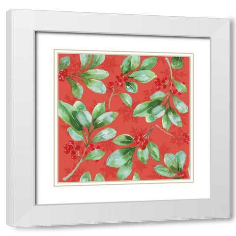 Holiday Flora Pattern VB White Modern Wood Framed Art Print with Double Matting by Grove, Beth