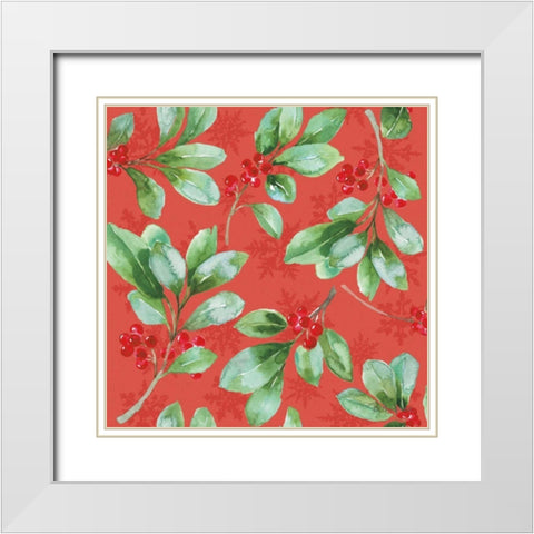 Holiday Flora Pattern VB White Modern Wood Framed Art Print with Double Matting by Grove, Beth