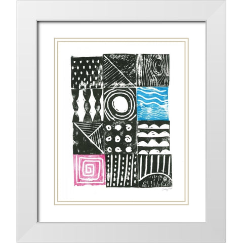 Block Print I White Modern Wood Framed Art Print with Double Matting by Prahl, Courtney