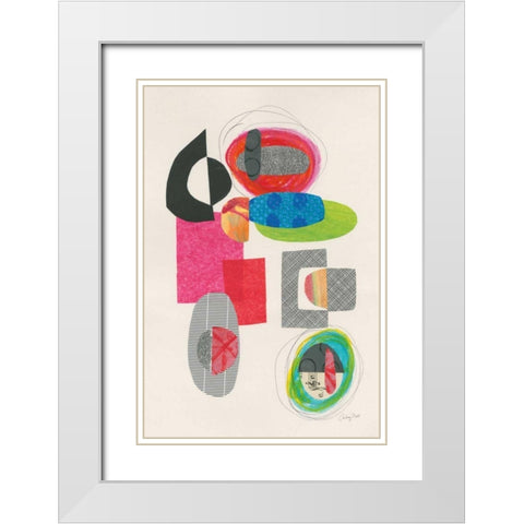 Geometric Collage White Modern Wood Framed Art Print with Double Matting by Prahl, Courtney