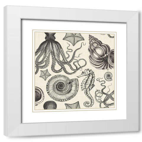 Coastal Farmhouse Pattern IA White Modern Wood Framed Art Print with Double Matting by Pela Studio