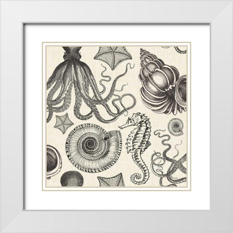 Coastal Farmhouse Pattern IA White Modern Wood Framed Art Print with Double Matting by Pela Studio